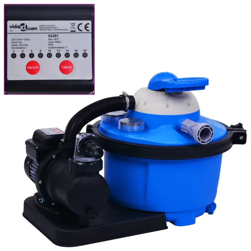 pompa filtru cu nisip, cu temporizator, 450 w 25 l
