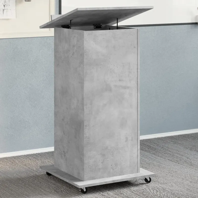 pupitru cu roti si sertar beton gri 55x55x107 cm lemn prelucrat
