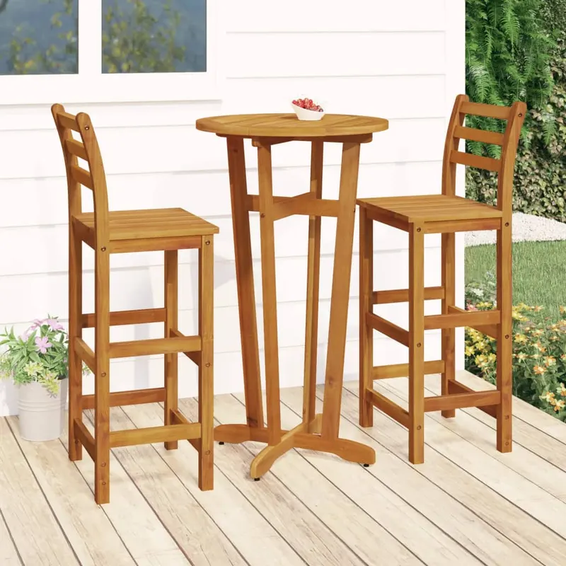 set bar de gradina, 3 piese, lemn masiv de acacia
