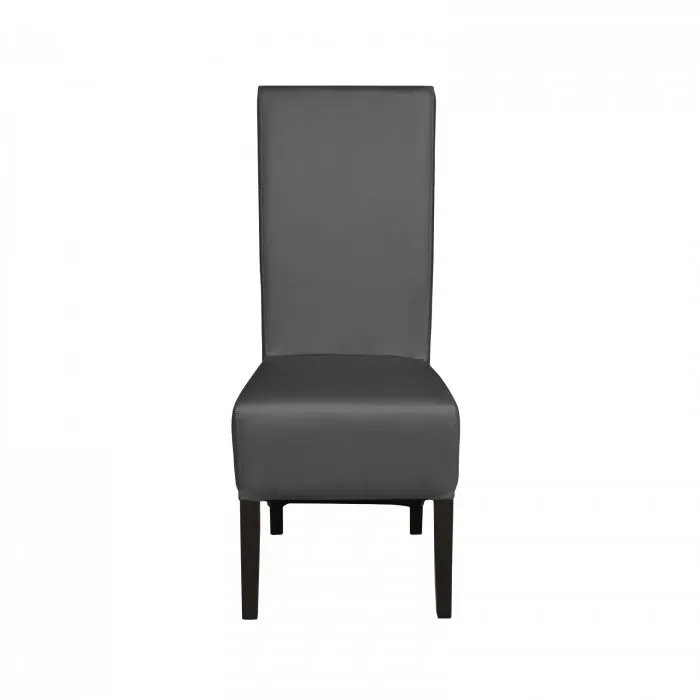 Scaun living VANESSA, picioare lemn wenge, piele ecologica gri, 47x60x110 cm