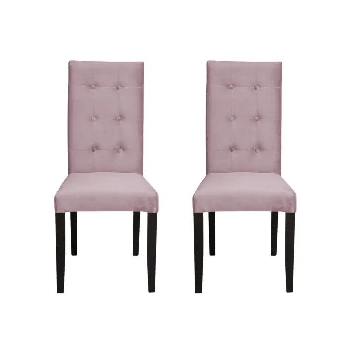 Set 2 scaune living TEO LUX, picioare lemn wenge, stofa roz pudra, 46x60x98 cm
