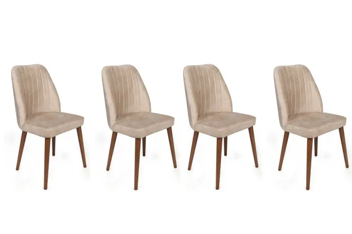 Set 4 scaune ALFA, crem + nuc, 50x49x90 cm