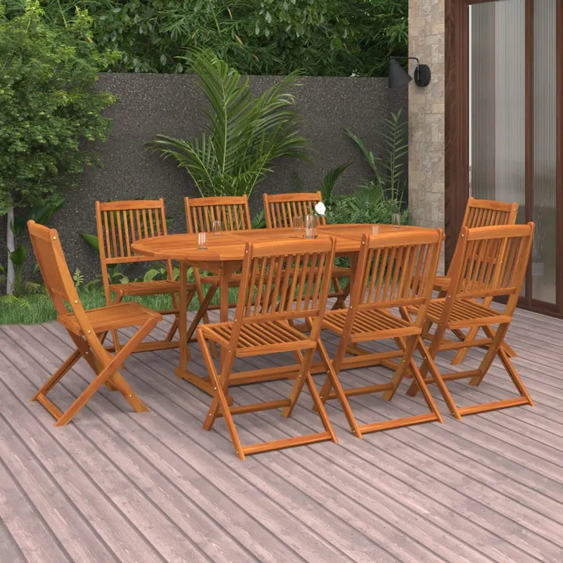 set mobilier de gradina 9 piese 180x90x75 cm, lemn masiv acacia