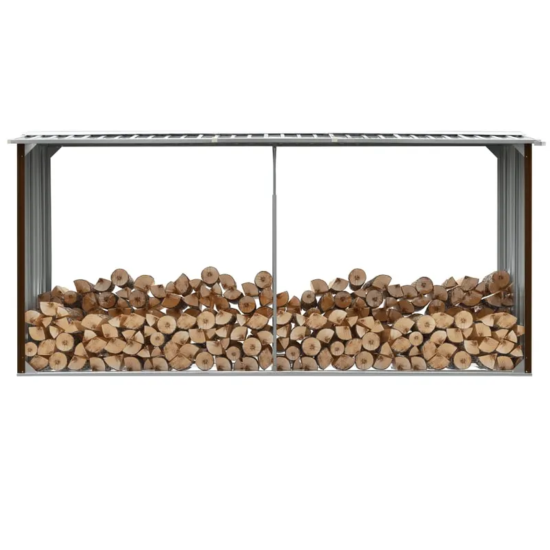 Șopron depozitare lemne, maro, 330x92x153 cm, otel galvanizat