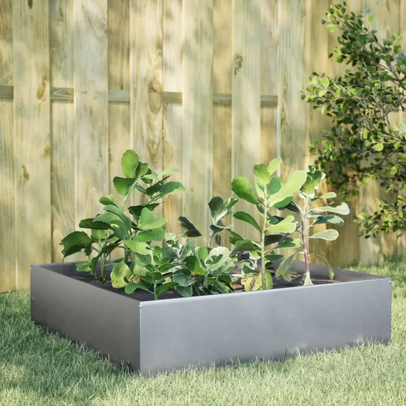 strat inaltat de gradina, 100x100x25 cm, otel galvanizat