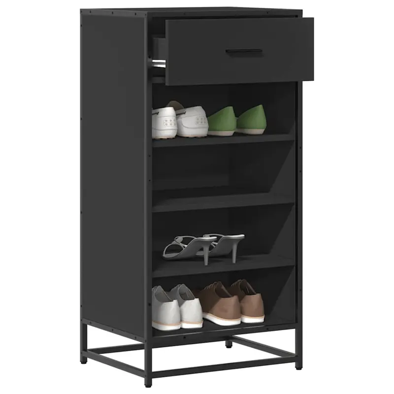 suport pentru pantofi negru 48x38x97,5 cm lemn prelucrat
