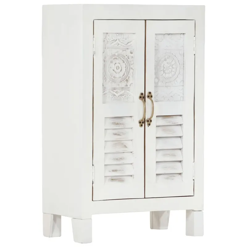 servanta, alb, 55x30x90 cm, lemn masiv de acacia