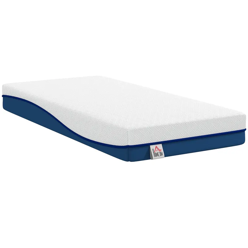 HOMCOM Saltea 90x190 cm, saltea 1 persoană, spumă cu memorie cu ceai verde, husă detașabilă lavabilă, fermitate medie