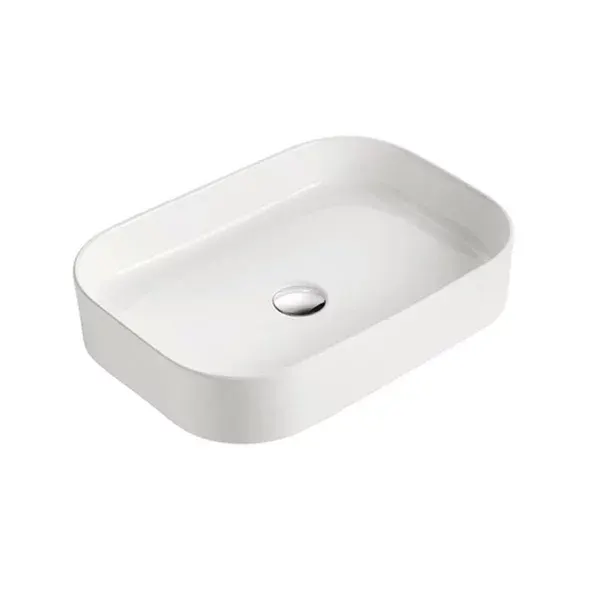 Lavoar pe blat Fluminia Capri 55, 38 cm, dreptunghiular, garantie 2 ani, alb