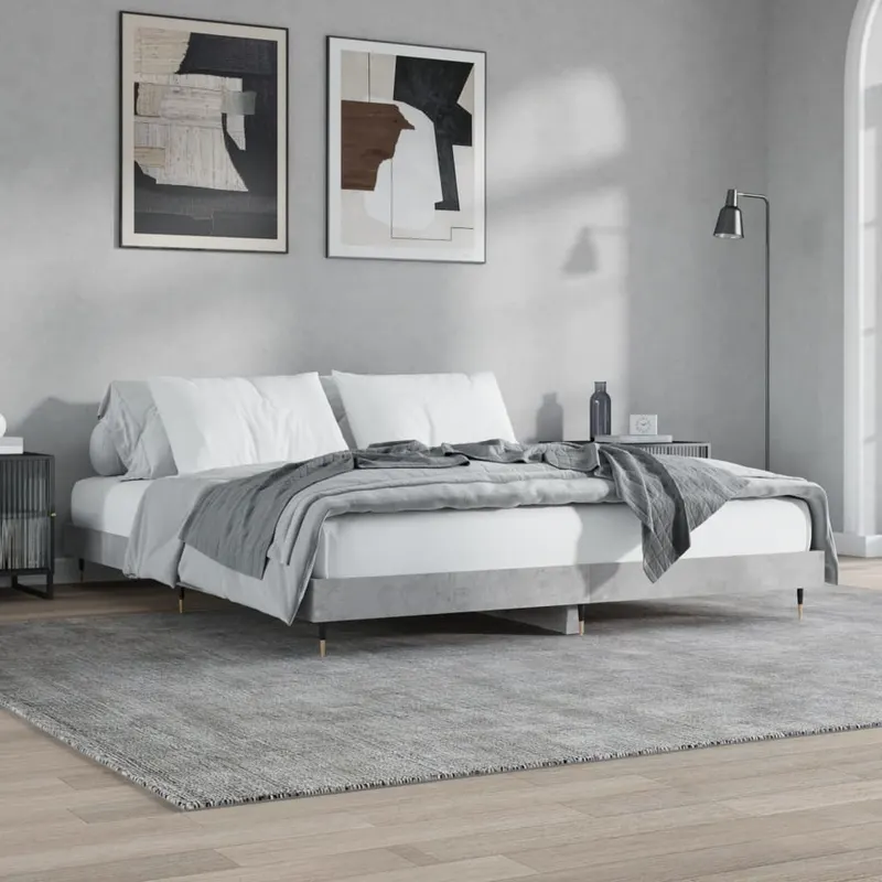 cadru de pat, gri beton, 120x200 cm, lemn prelucrat