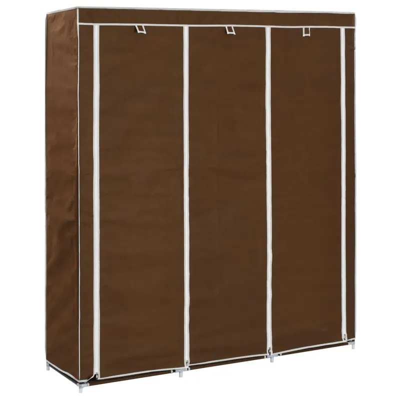 dulap cu bare si compartimente, maro, 150x45x175 cm, textil