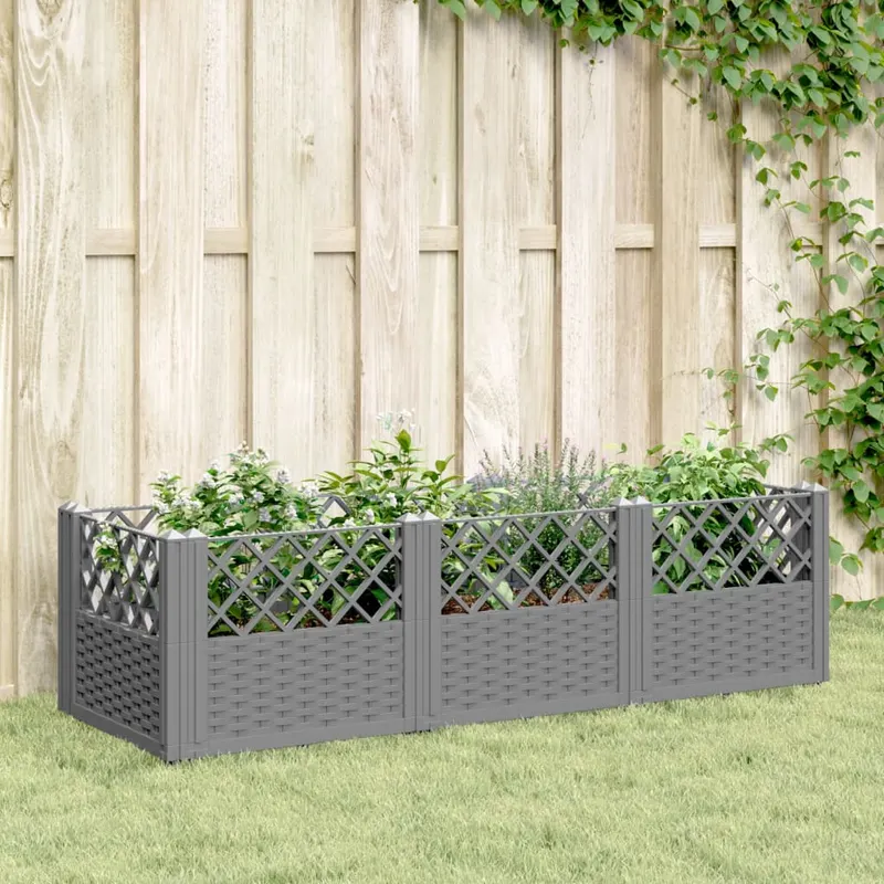 jardiniera gradina cu tarusi gri deschis 123,5x43,5x43,5 cm pp