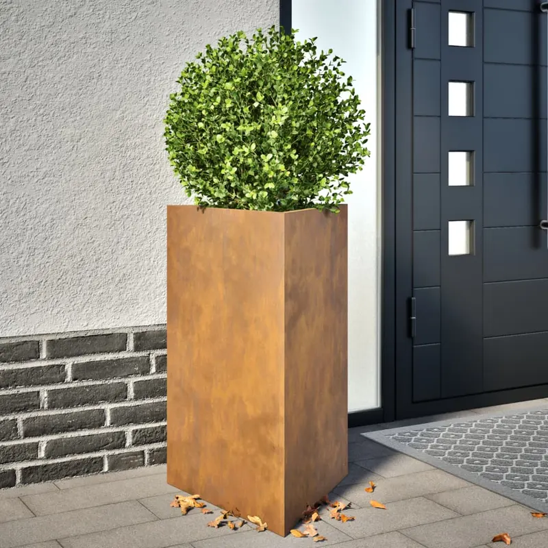 jardiniere gradina, 2 buc., 50x43x75 cm, otel corten, triunghi