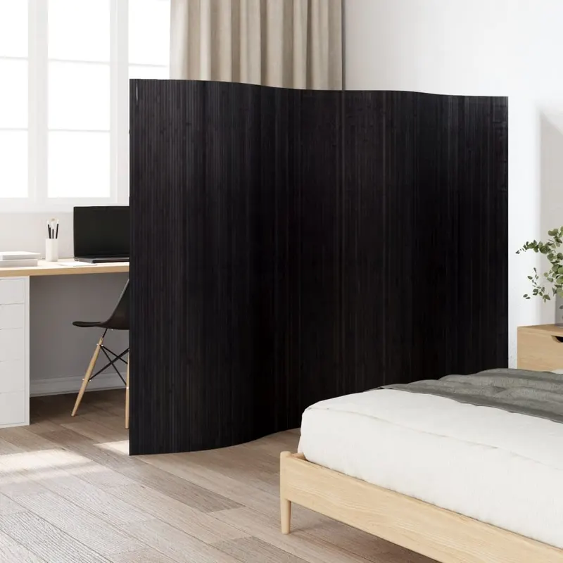 paravan de camera, negru, 165x250 cm, bambus