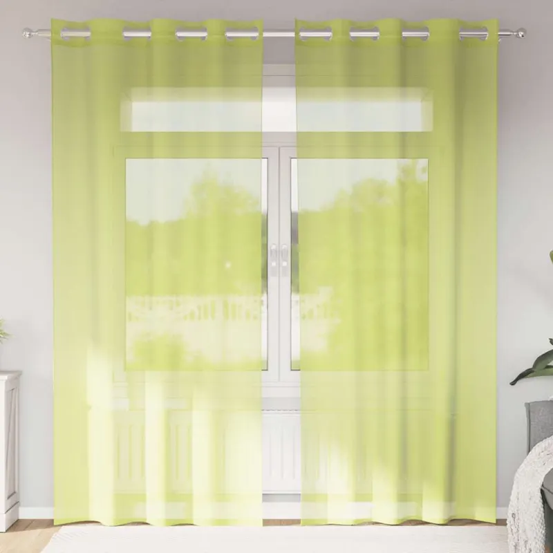 perdele voile cu oelii 2 buc verde mar 140x245 cm