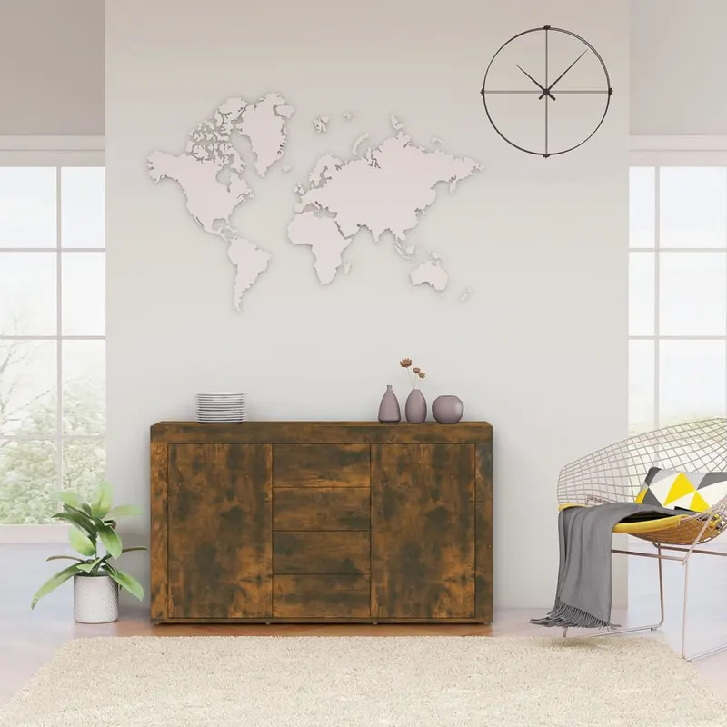 servanta, stejar fumuriu, 120x36x69 cm, lemn compozit