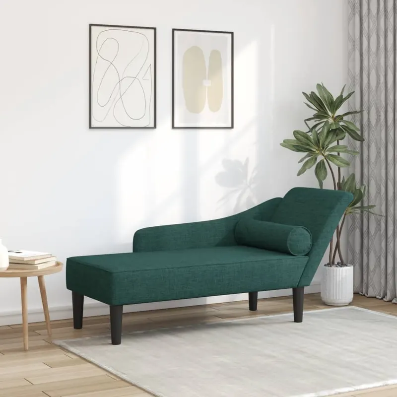 sezlong cu perne, verde inchis, material textil