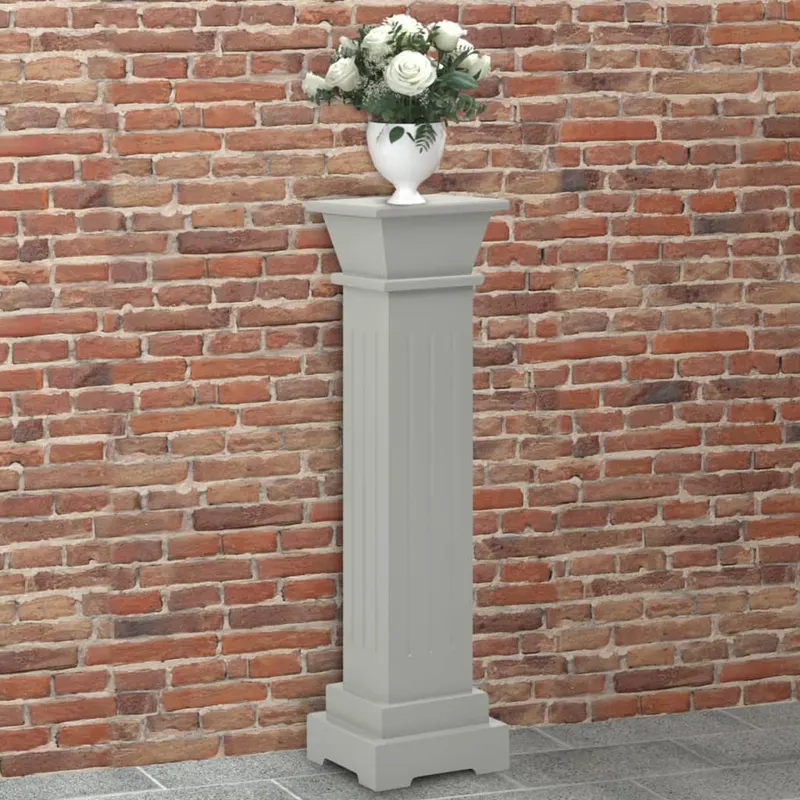suport de plante clasic forma stalp patrat gri 17x17x66 cm mdf