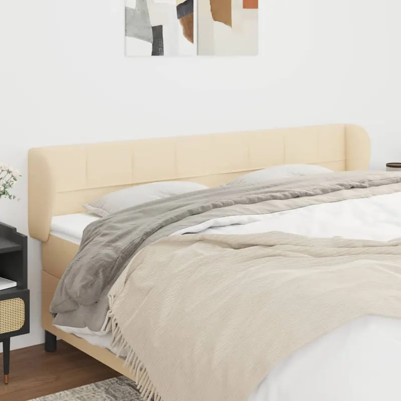tablie de pat cu aripioare crem 163x23x78/88 cm material textil