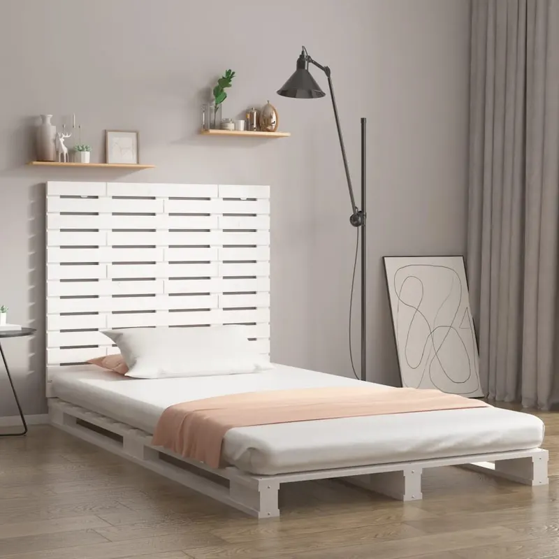 tablie de pat pentru perete, alb, 146x3x91,5 cm, lemn masiv pin