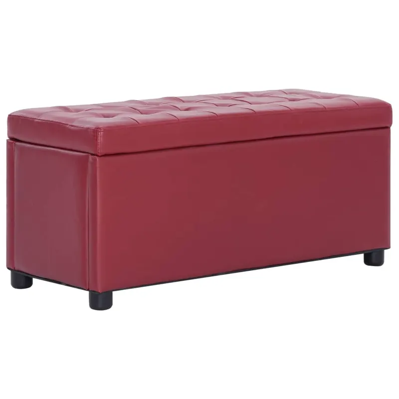 taburet de depozitare, rosu vin, 87,5 cm, piele ecologica
