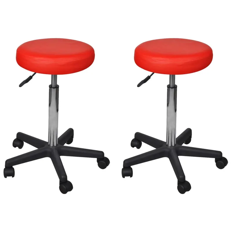 taburete de birou, 2 buc., rosu, 35,5x84 cm, piele ecologica