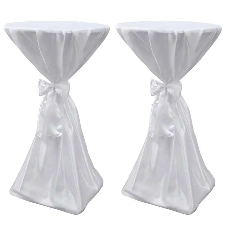 Husa de masa alba, 60 cm, cu funda, 2 buc