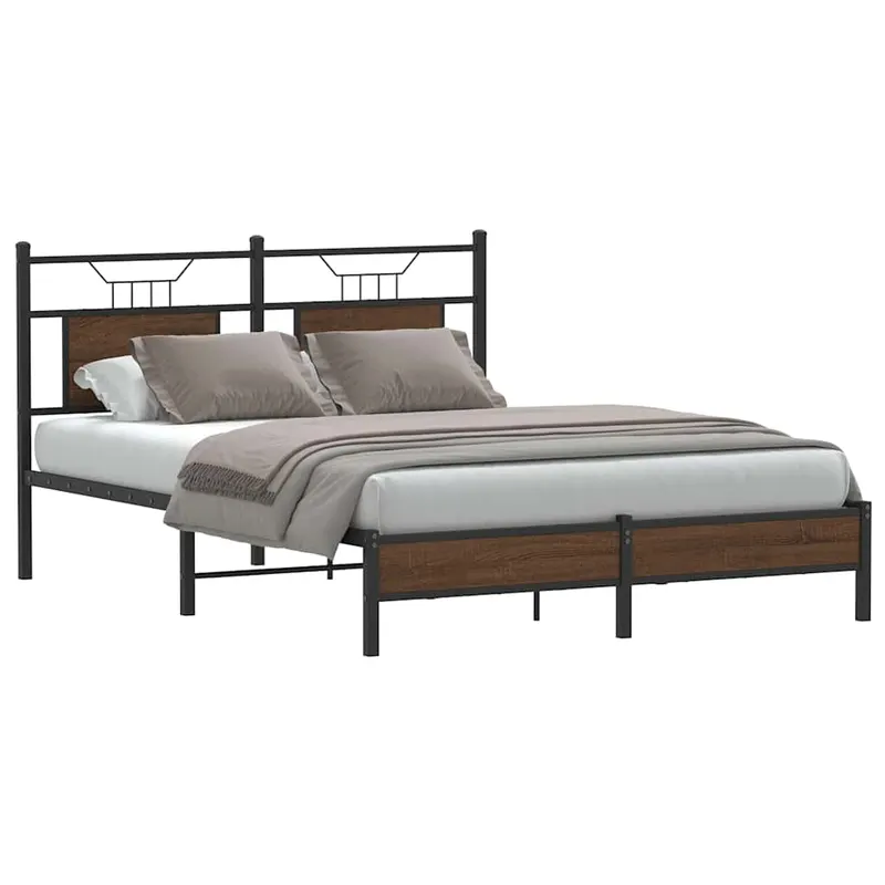 cadru pat fara saltea stejar maro 150x200 cm lemn prelucrat