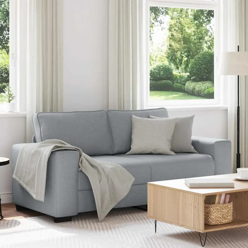 canapea cu 2 locuri, tesatura gri deschis, 140 cm