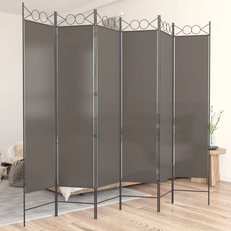 paravan de camera cu 6 panouri, antracit, 240x200 cm, textil