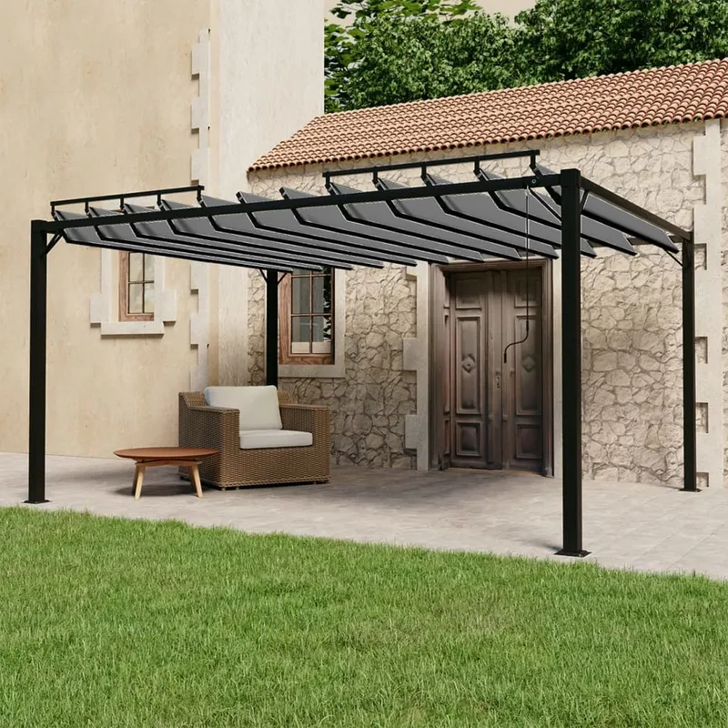 pavilion cu acoperis jaluzea antracit 3x4 m tesatura&aluminiu
