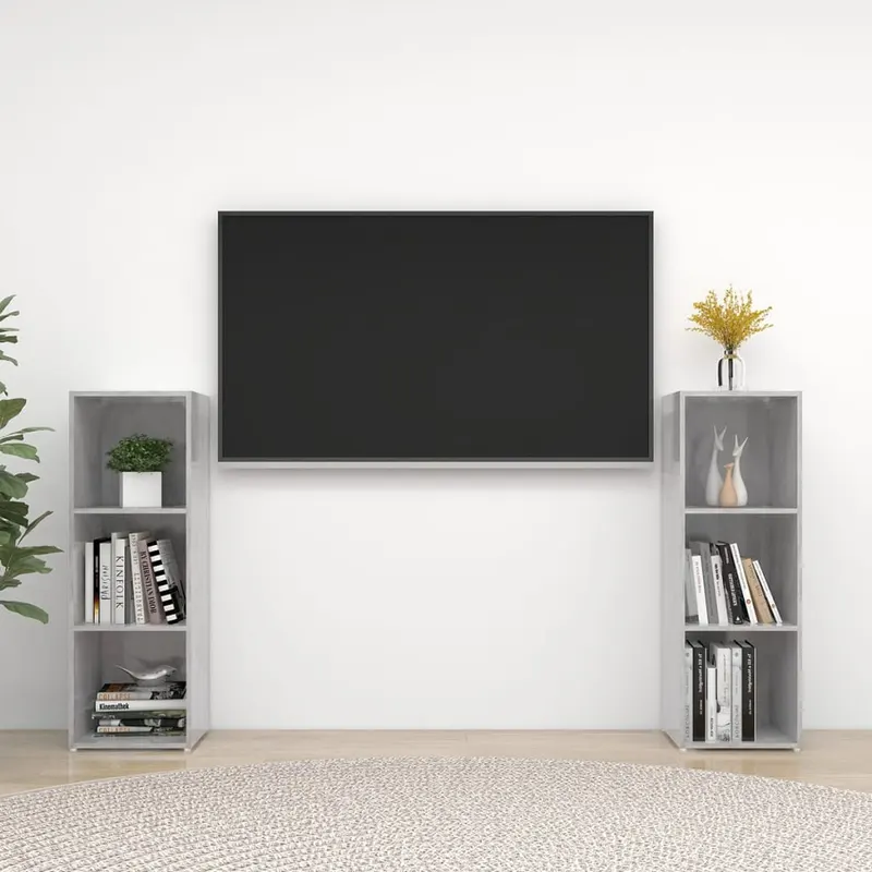 dulapuri tv, 2 buc., gri beton, 107x35x37 cm, lemn prelucrat