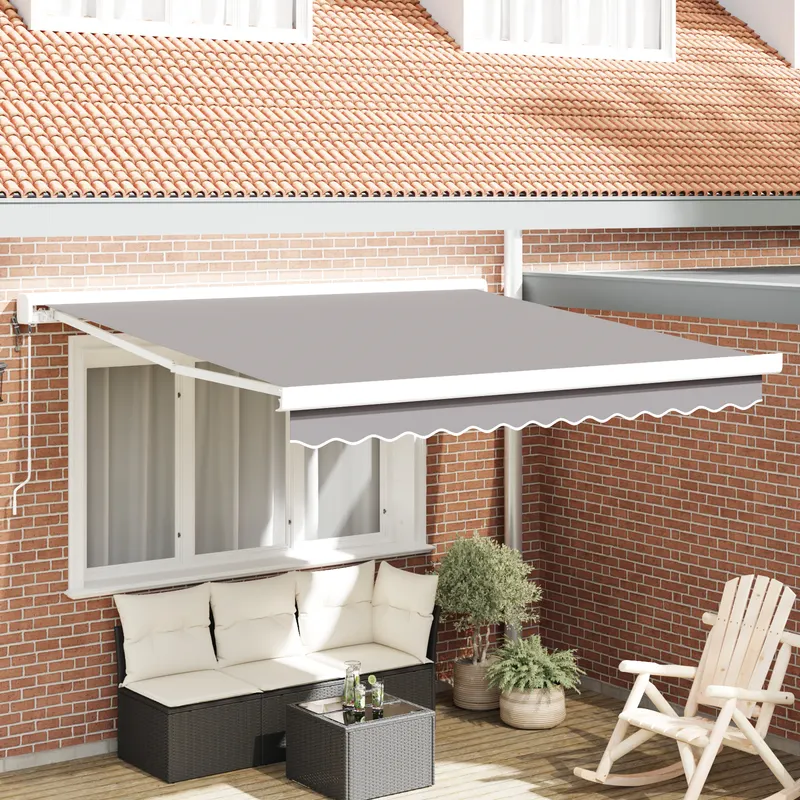 marchiza retractabila automata gri deschis 300x250 cm, fabrica de inlocuire pentru marchiza 3x2,5 m cadru gri deschis