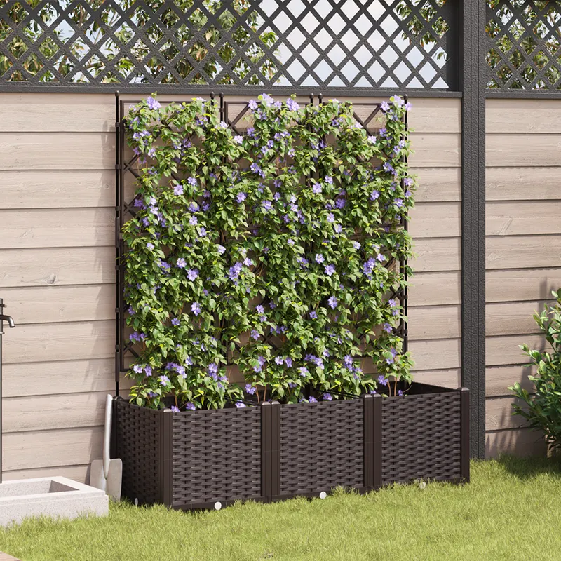 ghiveci de gradina cu gratar 3 pcs maro 120x40x143 cm