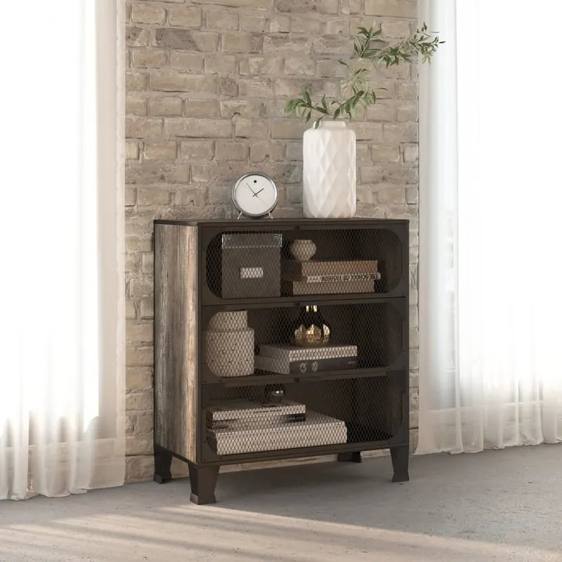 dulap de depozitare,gri,72x36x82cm,metal si mdf