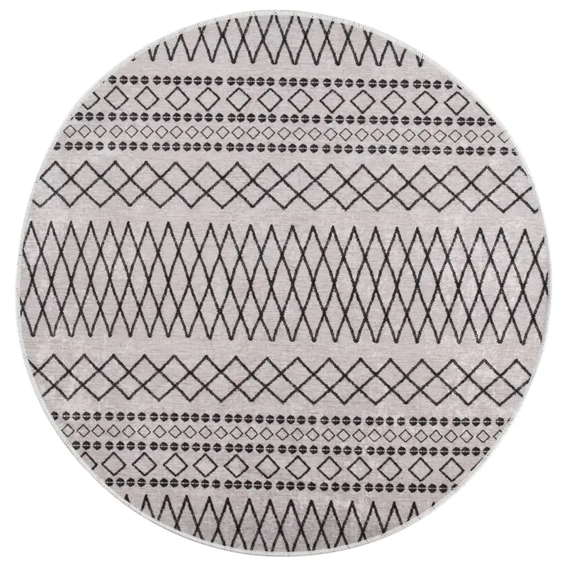 covor lavabil, negru si alb, φ120 cm, antiderapant