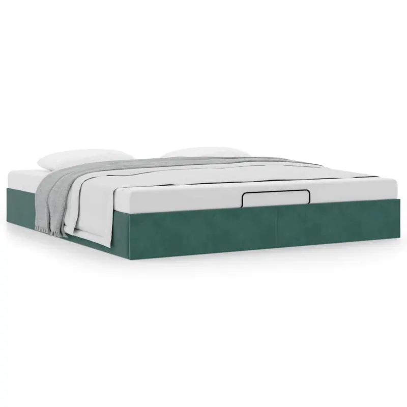 cadru pat otoman fara saltea verde inchis 160x200 cm catifea