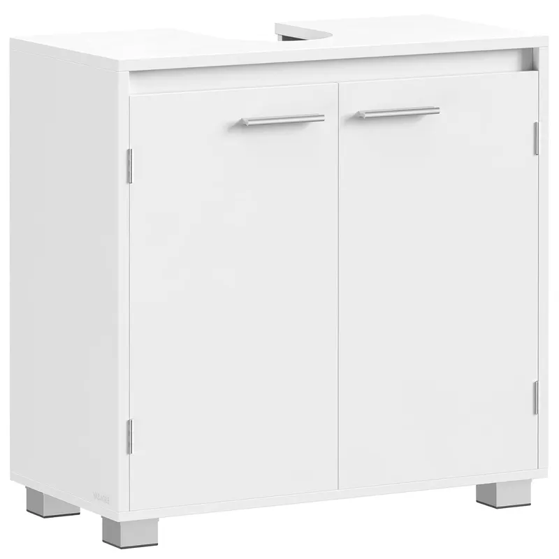 Masca chiuveta baie 2 usi raft reglabil mdf pal, 60x30x60 cm, design modern, alb