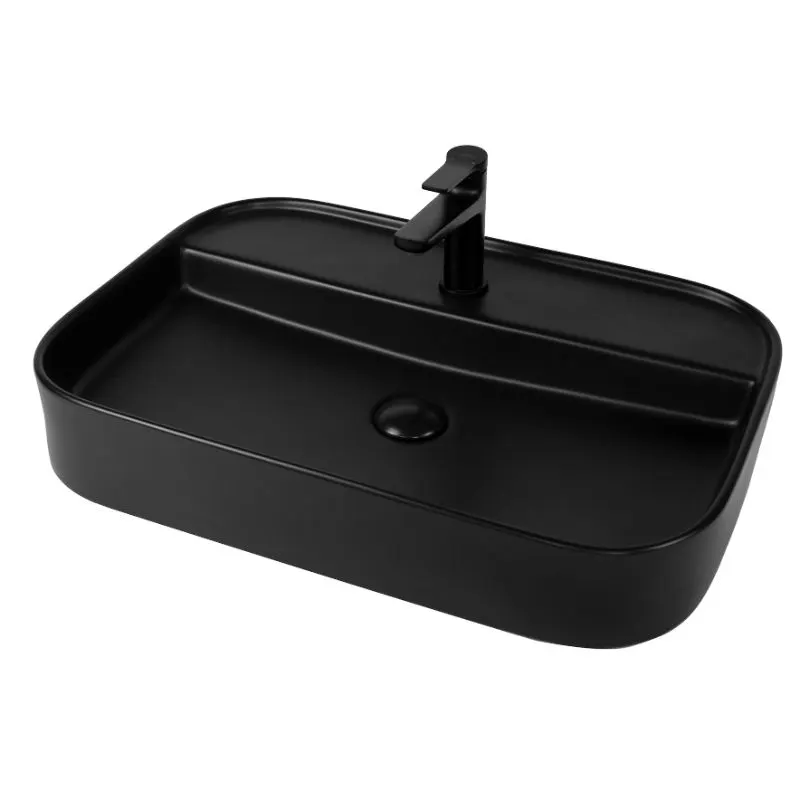 Lavoar pe blat Fluminia Juno-65MB, 45 cm, dreptunghiular, garantie 2 ani, negru mat