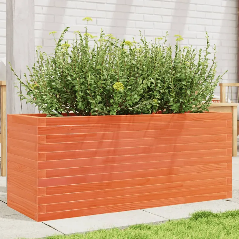 jardiniera gradina, maro ceruit, 110x40x45,5 cm, lemn masiv pin