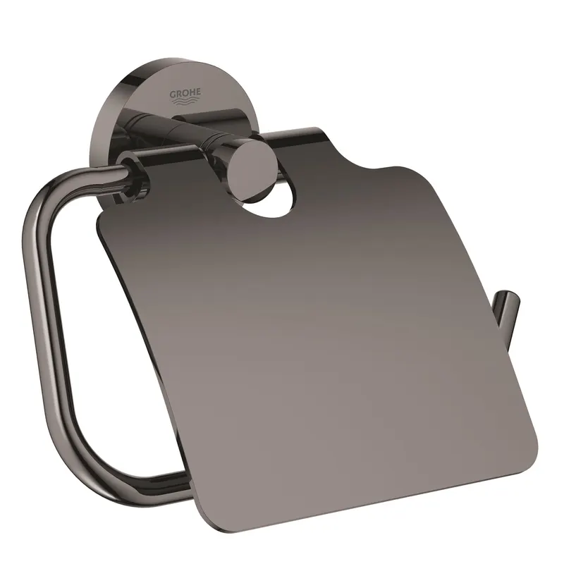 Suport hartie igienica Grohe 40367A01, Essentials, 1 rola, capac, metal, lucios, grafit