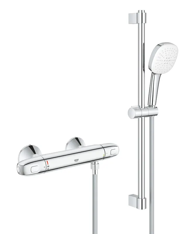 Set baterie dus Grohe 34820005, Baterie dus Grohtherm 1000, tip incastrare aparent, tip comanda dubla comanda, crom