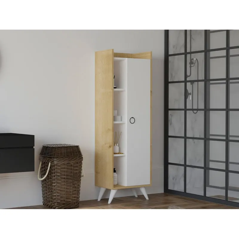 Dulap Multifunctional Ilgım cu Usa si 3 rafturi, Stejar, 50x32x140 cm - Stejar