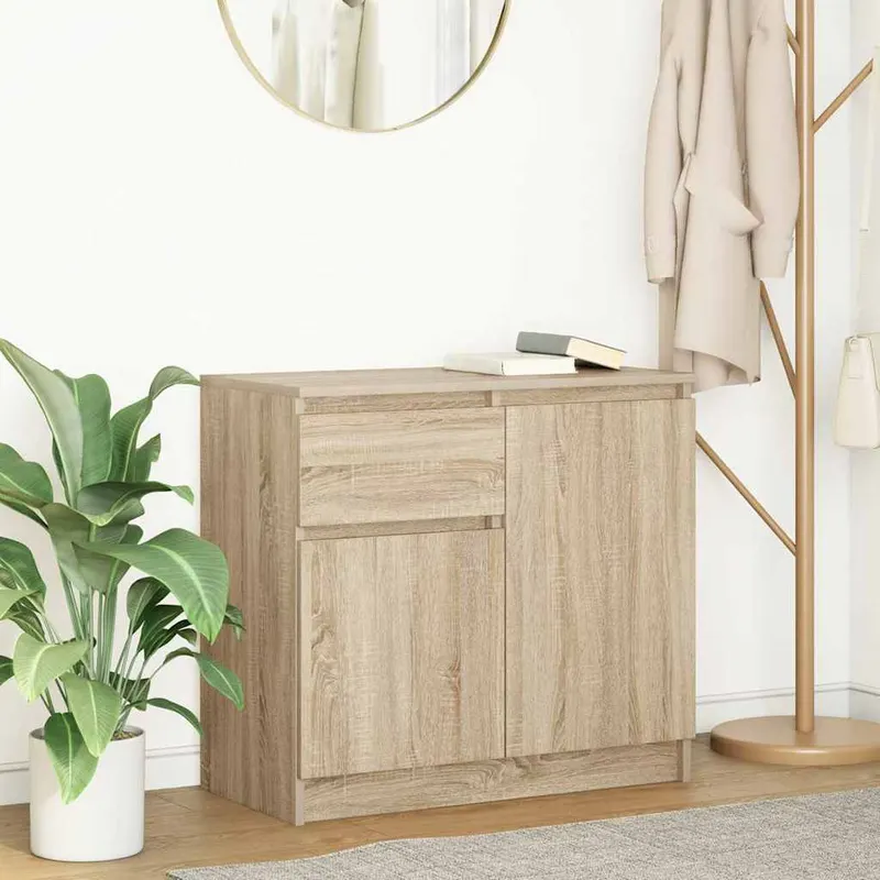 bufeta cu sertar stejar sonoma 71x35x65 cm lemn prelucrat