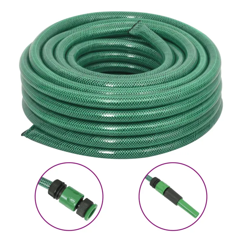 furtun de gradina cu set de racorduri, verde, 0,75, 50 m, pvc
