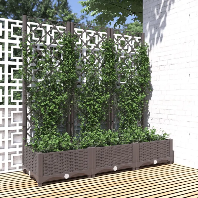 jardiniera de gradina cu spalier, maro, 120x40x121,5 cm, pp