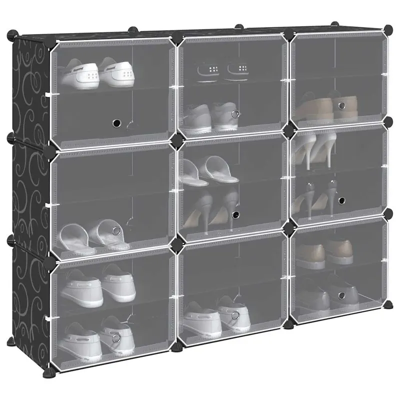 organizator cub de depozitare cu 9 cuburi si usi pp negru