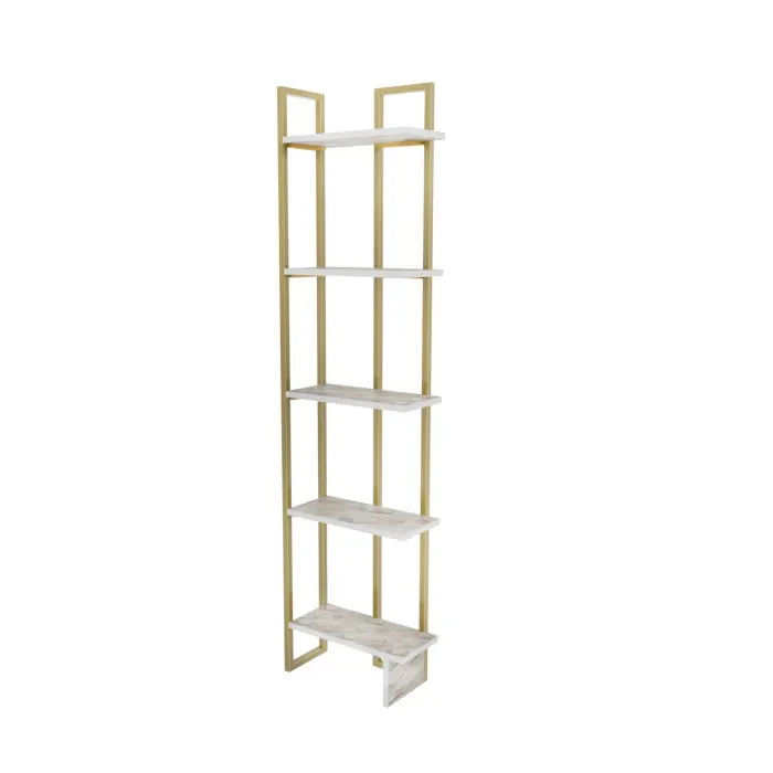 Biblioteca ALICE, alb + auriu, 45,2x21,6x180 cm