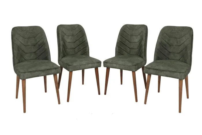 Set 4 scaune DALLAS, nuc + verde inchis, 50x49x90 cm
