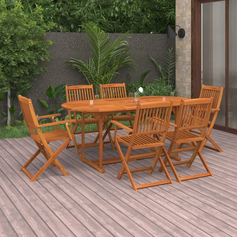 set mobilier de gradina 7 piese 180x90x75 cm, lemn masiv acacia